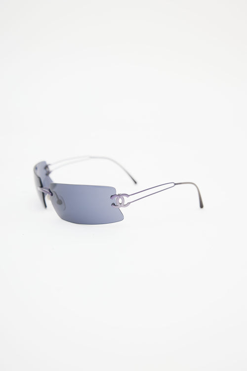Chanel Silver & Grey Rimless C180/88 Sunglasses