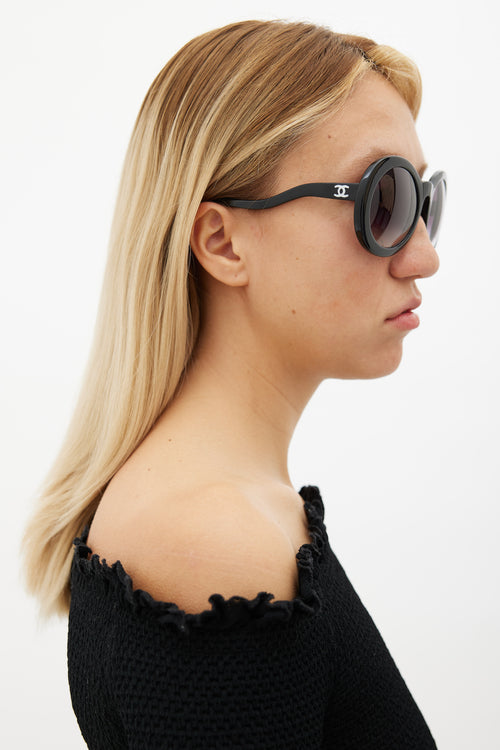 Chanel Black Round & Gradient Lens S5018 Sunglasses