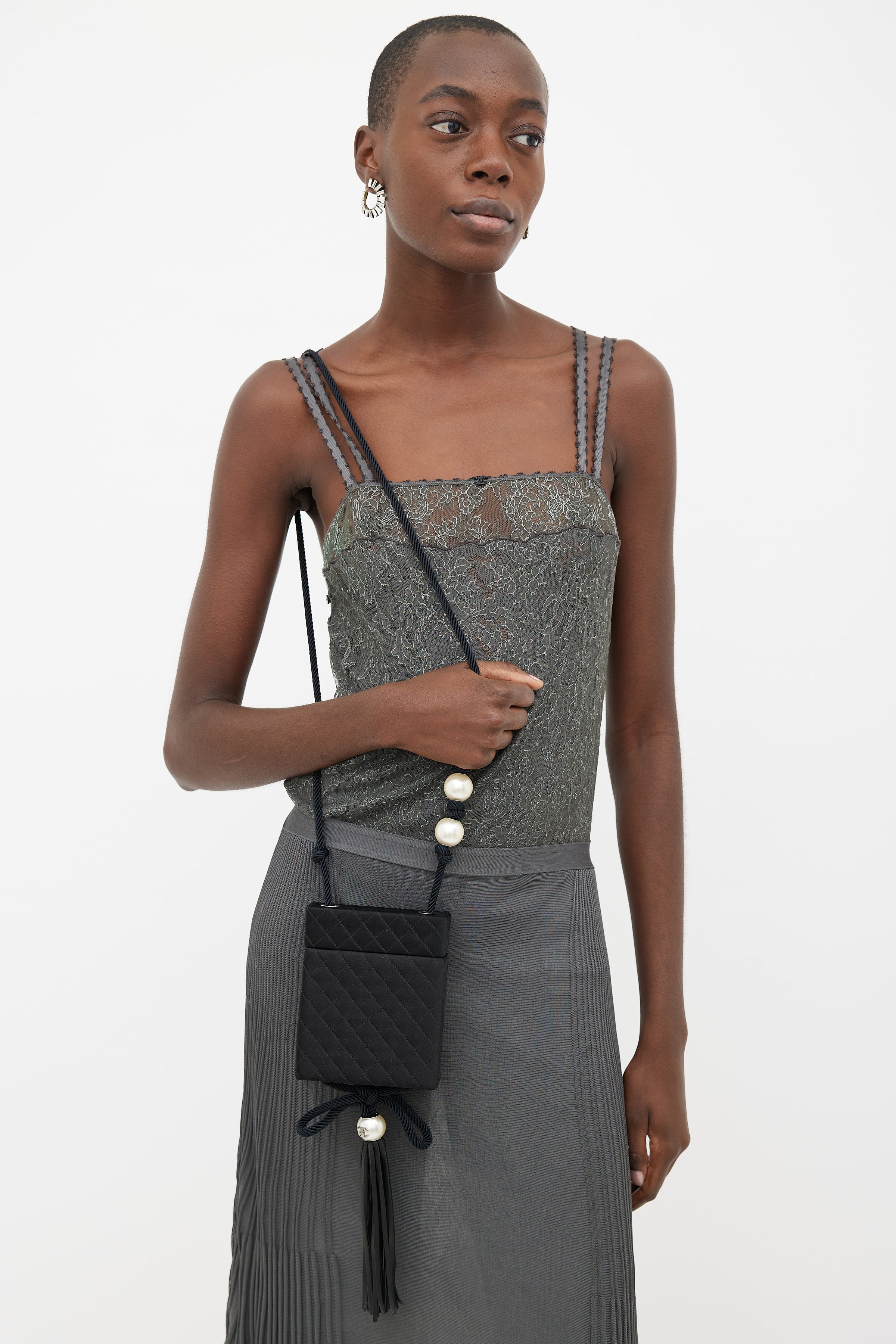 Chanel // Black Satin Pearl Bag – VSP Consignment