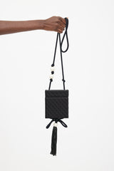 Chanel Black Satin Pearl Bag