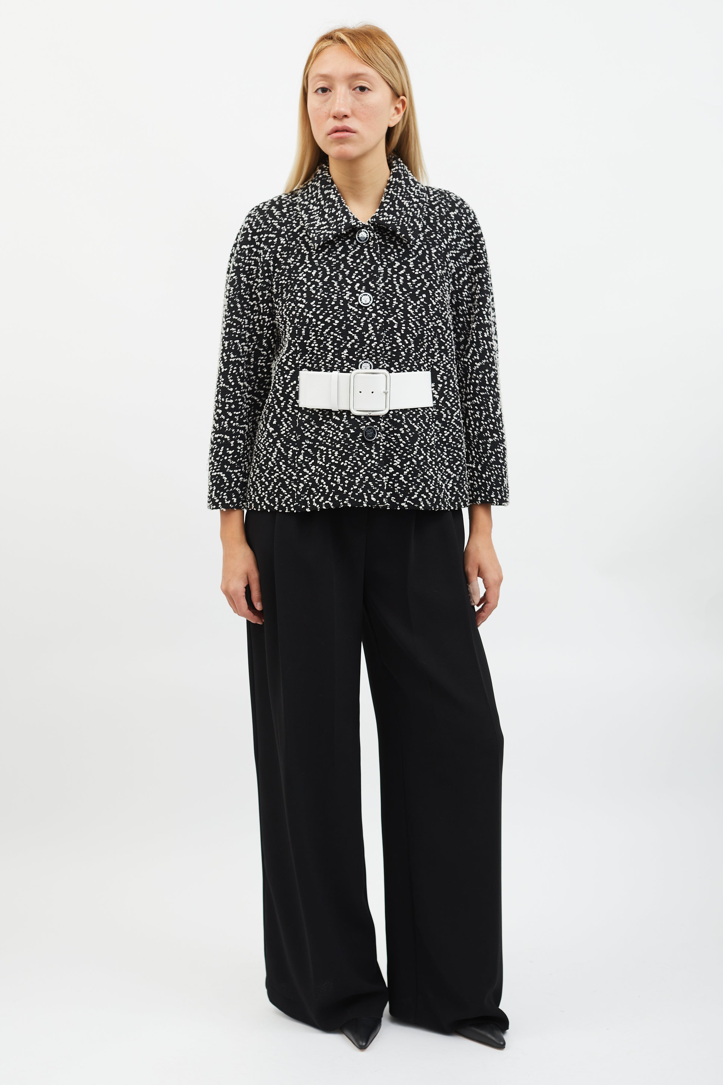 Chanel // SS 2022 Black & White Bouclé Belted Cropped Jacket – VSP  Consignment
