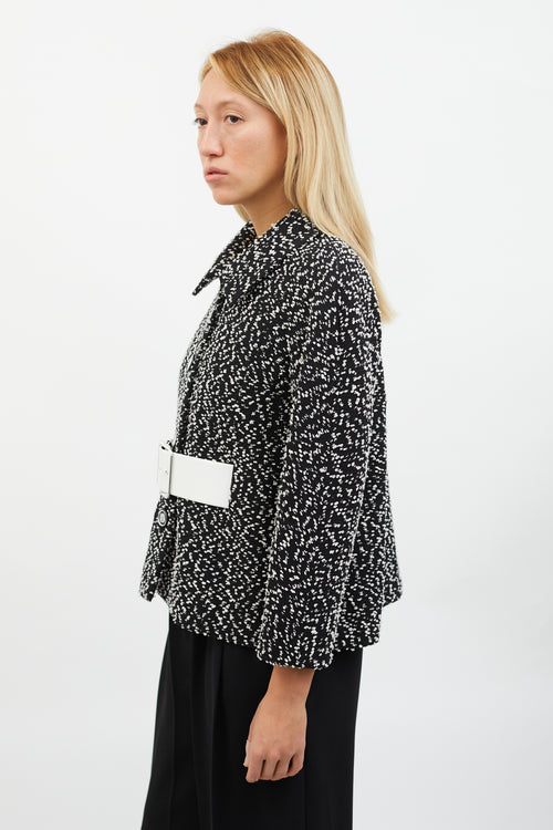 Chanel SS 2022 Black & White Bouclé Belted Cropped Jacket