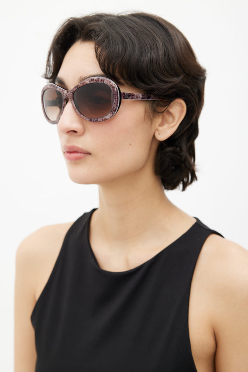 Chanel Black & Grey Print Rectangular 5219 Sunglasses