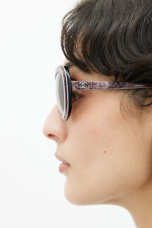 Chanel Black & Grey Print Rectangular 5219 Sunglasses