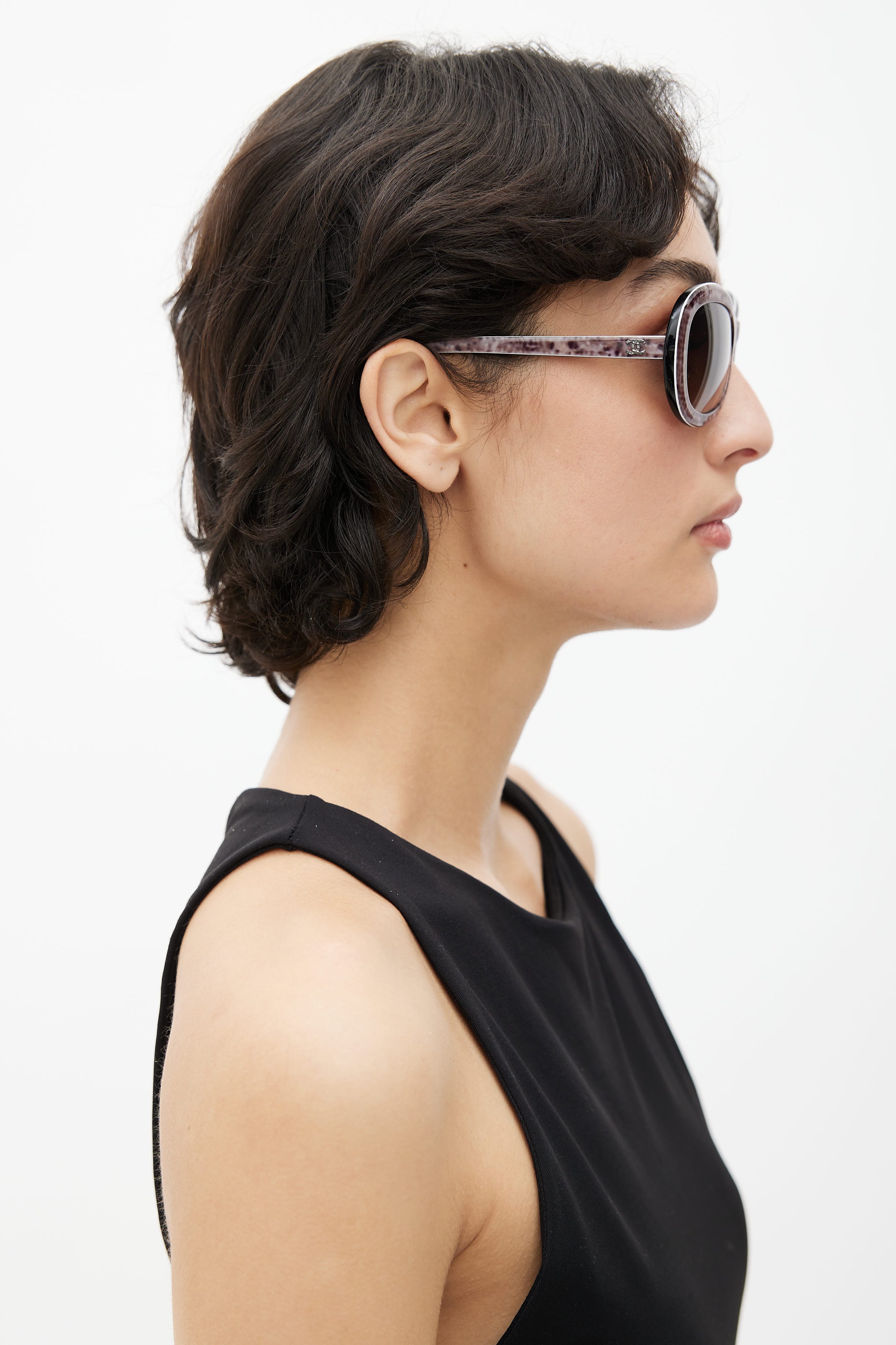 Chanel // Black & Grey Print 5219 Oval Sunglasses – VSP Consignment