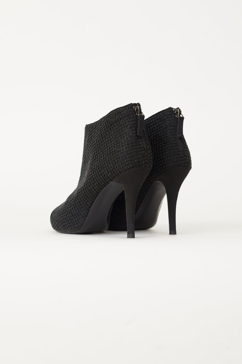 Chanel Black Beaded CC Logo Ankle Boot