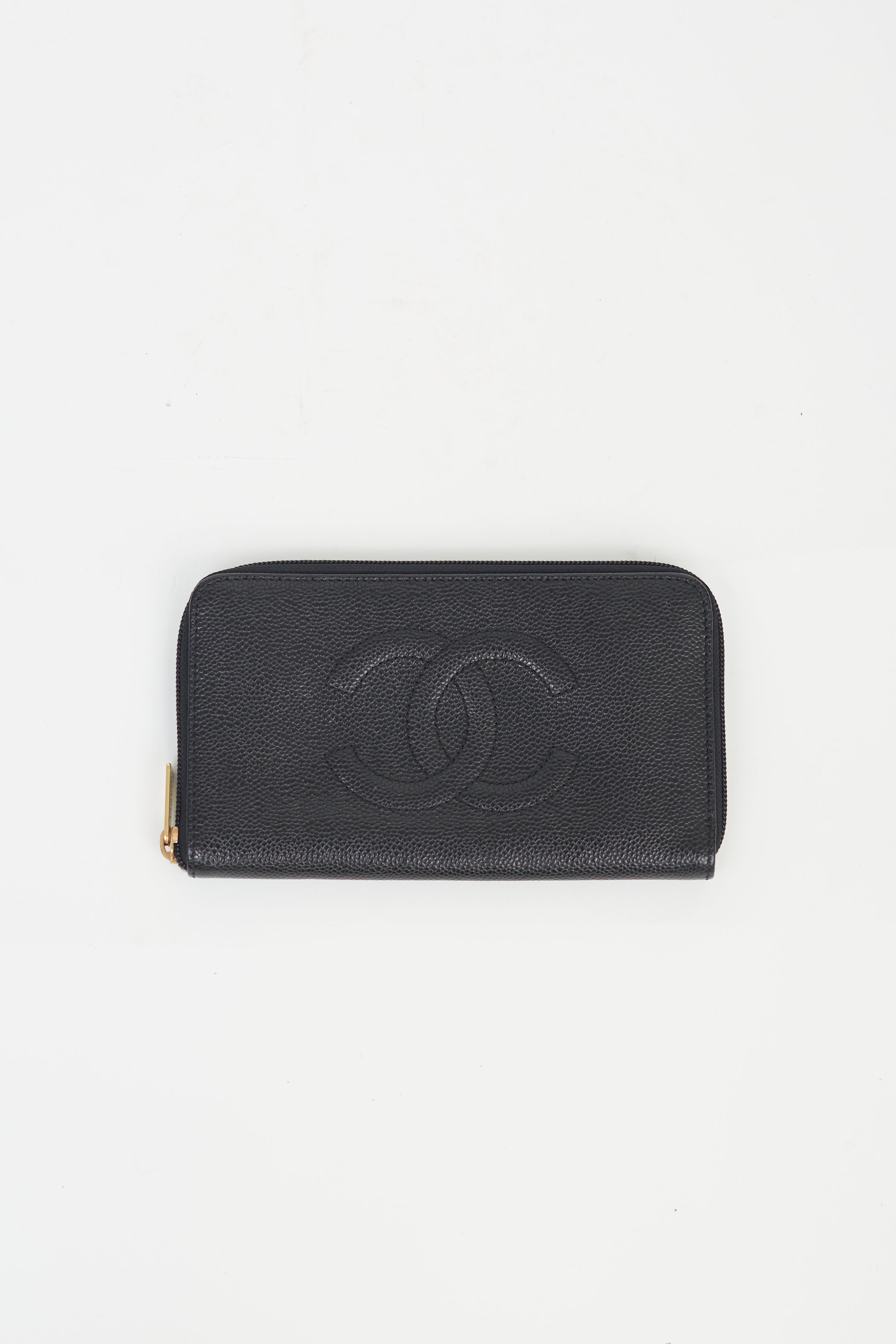 Chanel Zippy Card Holder in Black Caviar GHW