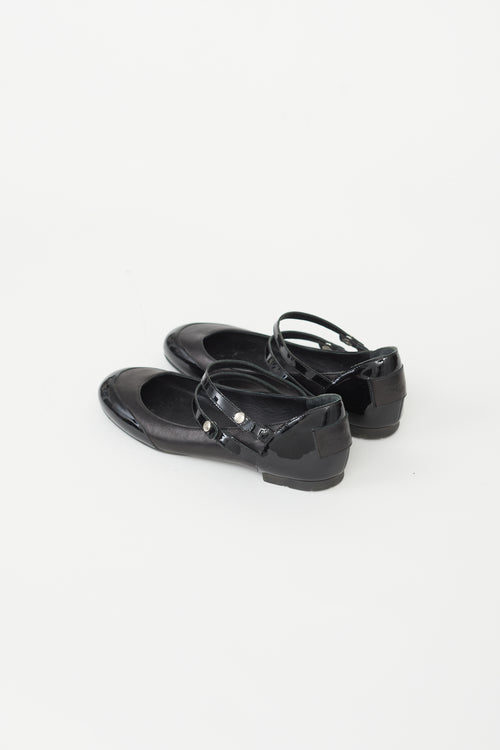 Chanel Black Leather Double Strap Mary Jane Flat