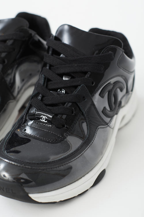 Chanel Black Patent & Clear PVC CC Sneaker