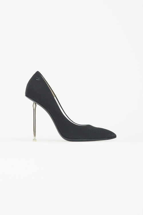Chanel Black Pointed Toe Pump Heel