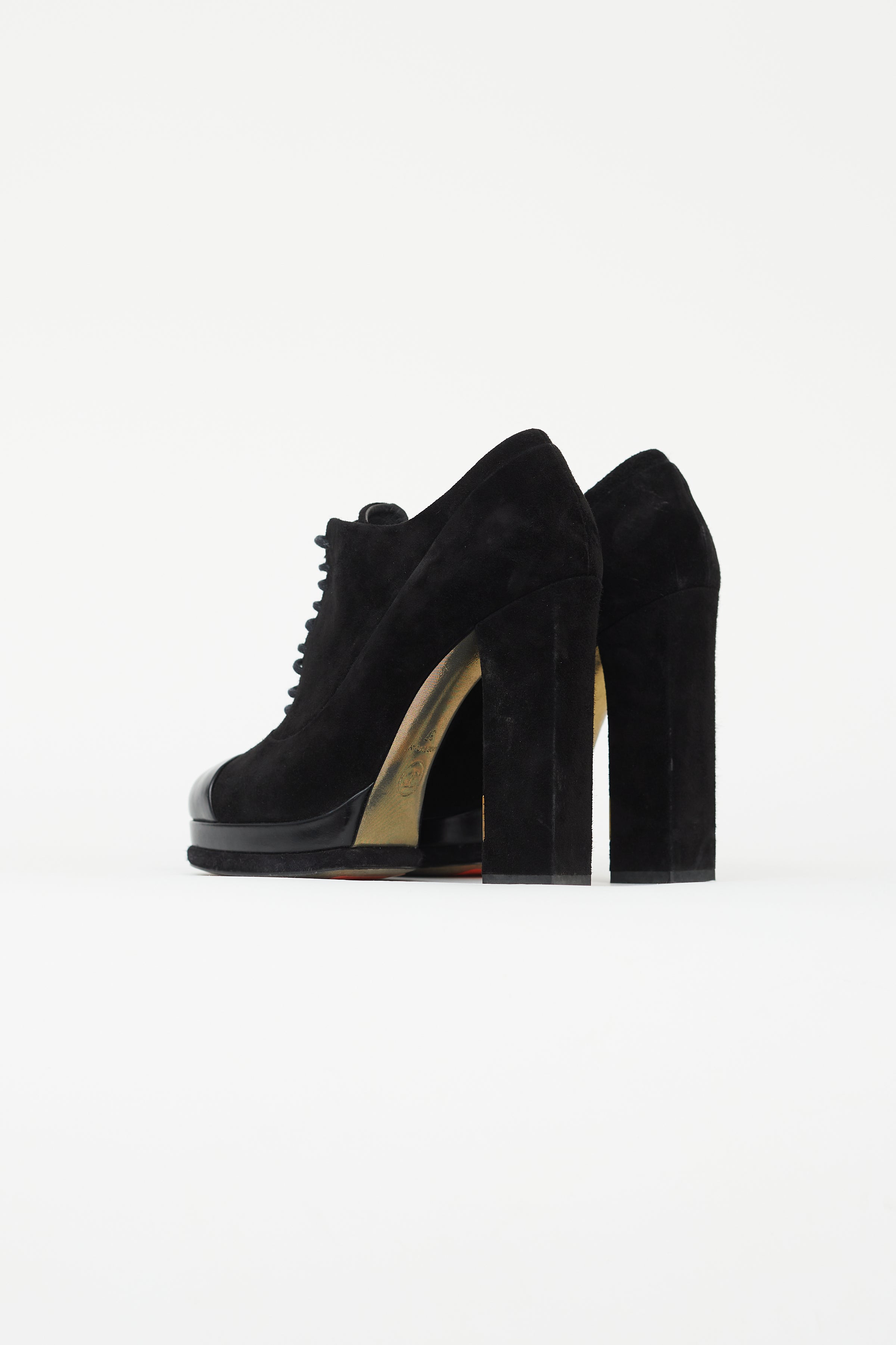 Chanel // Black Suede Lace-Up High Heel Boot – VSP Consignment