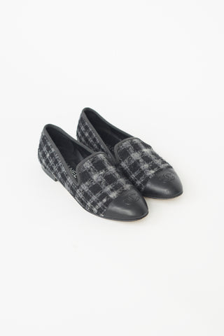 Chanel Black & Grey Checked Loafer