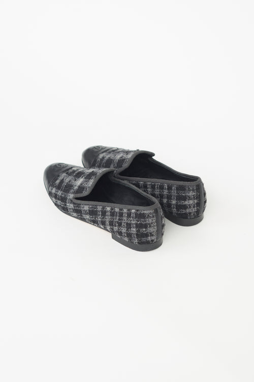 Chanel Black & Grey Checked Loafer