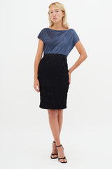 Chanel Blue & Black Contrasting Sheath Dress