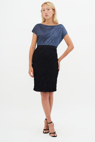 Chanel Blue & Black Contrasting Sheath Dress