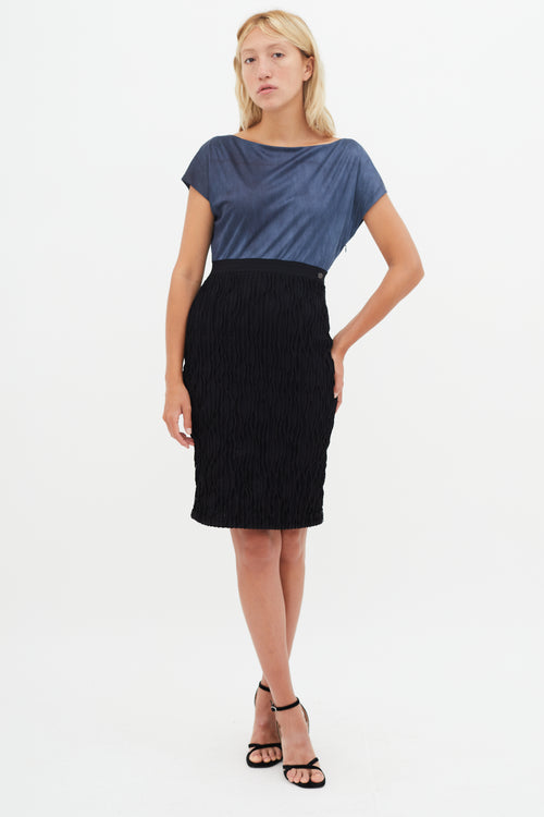 Chanel Blue & Black Contrasting Sheath Dress