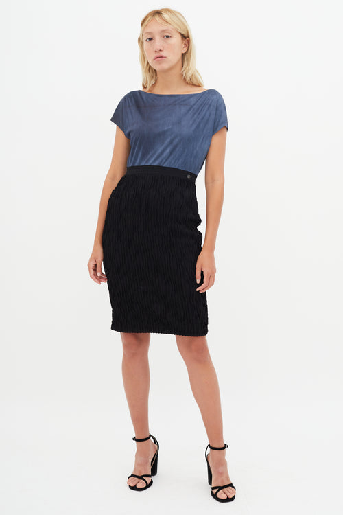 Chanel Blue & Black Contrasting Sheath Dress