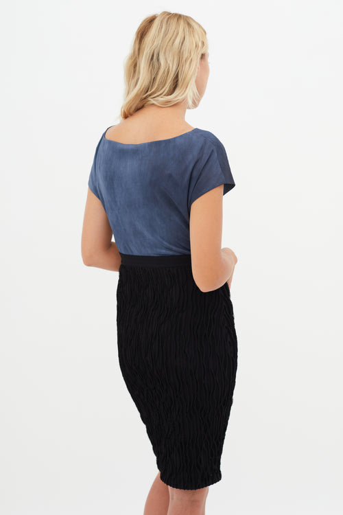 Chanel Blue & Black Contrasting Sheath Dress