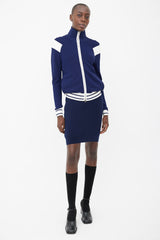 Chanel Navy & Cream Mock Neck Zip-Up Track Jacket