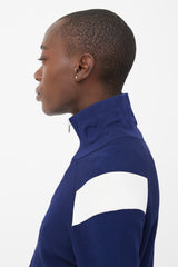 Chanel Navy & Cream Mock Neck Zip-Up Track Jacket
