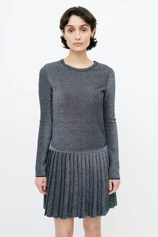 Chanel Blue & Silver Metallic Fibre Knit Dress