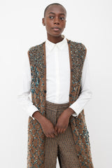 Chanel Brown & Blue Bouclé Long Vest