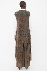 Chanel Brown & Blue Bouclé Long Vest