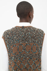 Chanel Brown & Blue Bouclé Long Vest