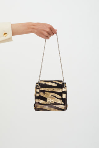 Chanel Brown & Gold Textured Crossbody Bag