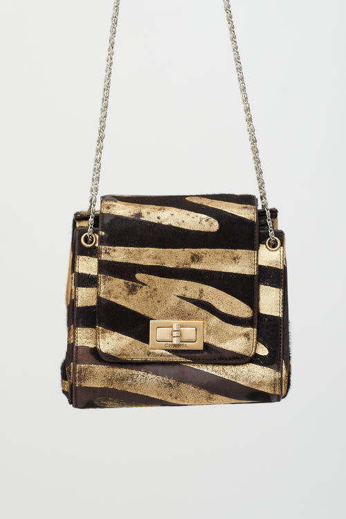 Chanel Brown & Gold Textured Crossbody Bag