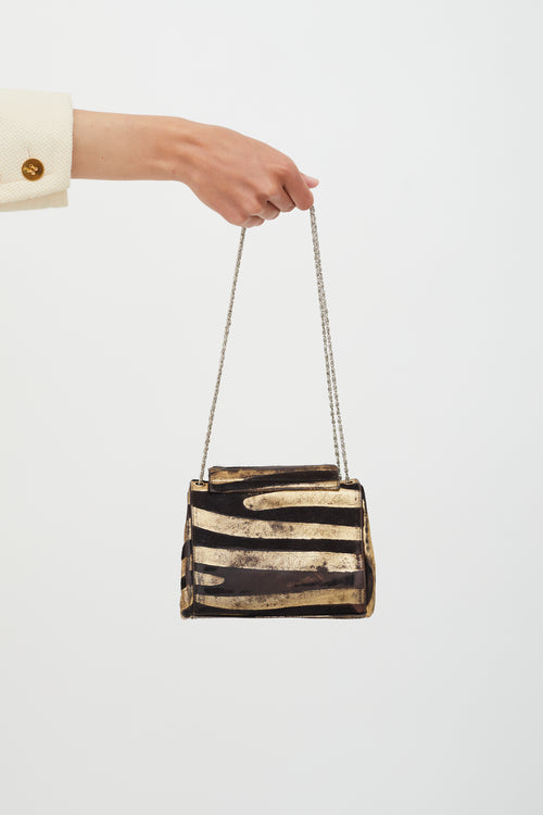 Chanel Brown & Gold Textured Crossbody Bag