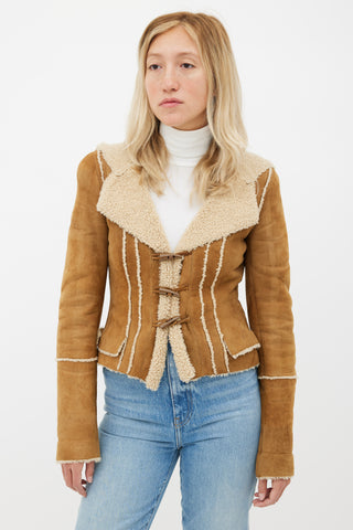 Chanel Brown Hooded Shearling Jacket