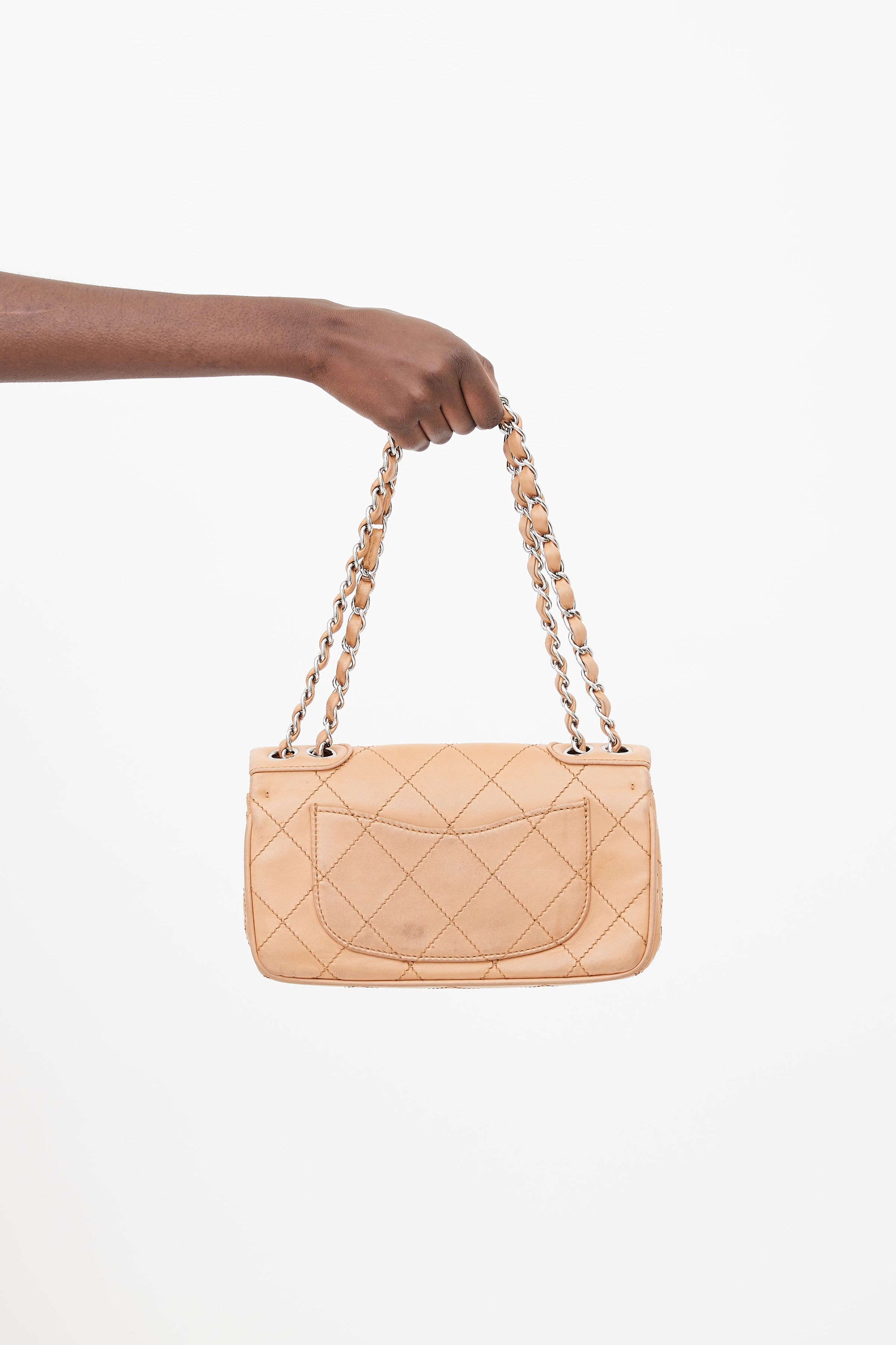 Chanel Cc Quilted 2 Way Chain Shoulder Bag Gray Calfskin  ＬＯＶＥＬＯＴＳＬＵＸＵＲＹ