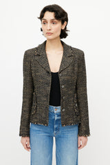 Chanel Brown & Black Tweed Blazer