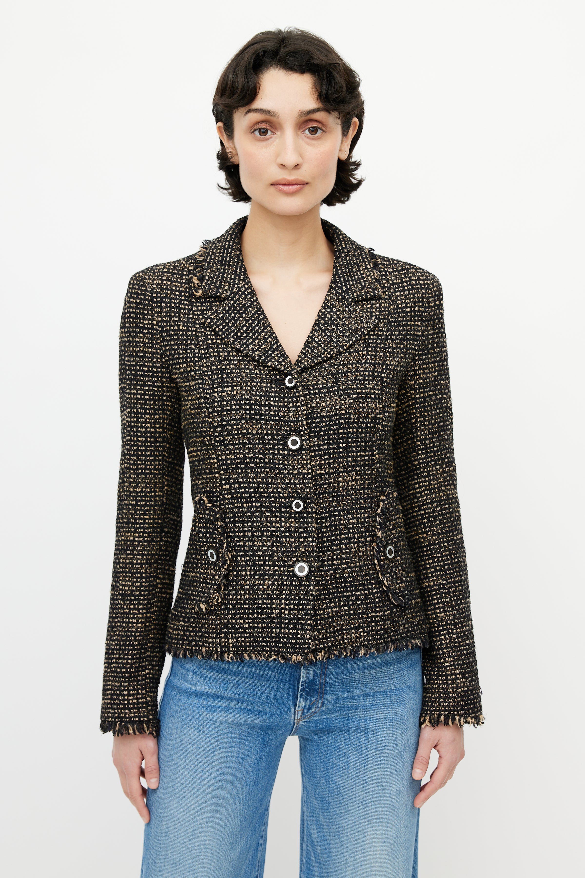 Chanel // FW 2003 Brown & Black Tweed Blazer – VSP Consignment