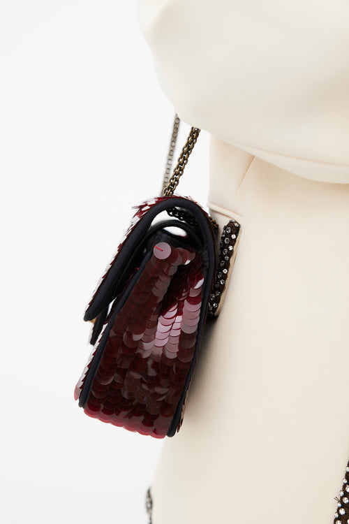 Chanel Burgundy Paillettes Mini Flap Bag