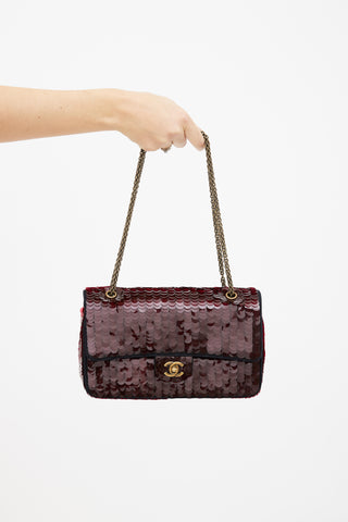 Chanel Burgundy Paillettes Mini Flap Bag
