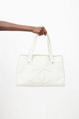 Chanel Cream Quilted Leather CC Tote