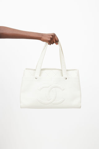 Chanel Cream Quilted Leather CC Tote