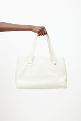 Chanel Cream Quilted Leather CC Tote