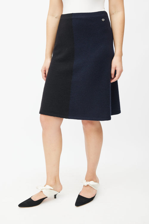 Chanel FW09 Black & Navy Sweater & Skirt Set
