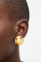 CHANEL Crystal CC Earrings Silver 215193
