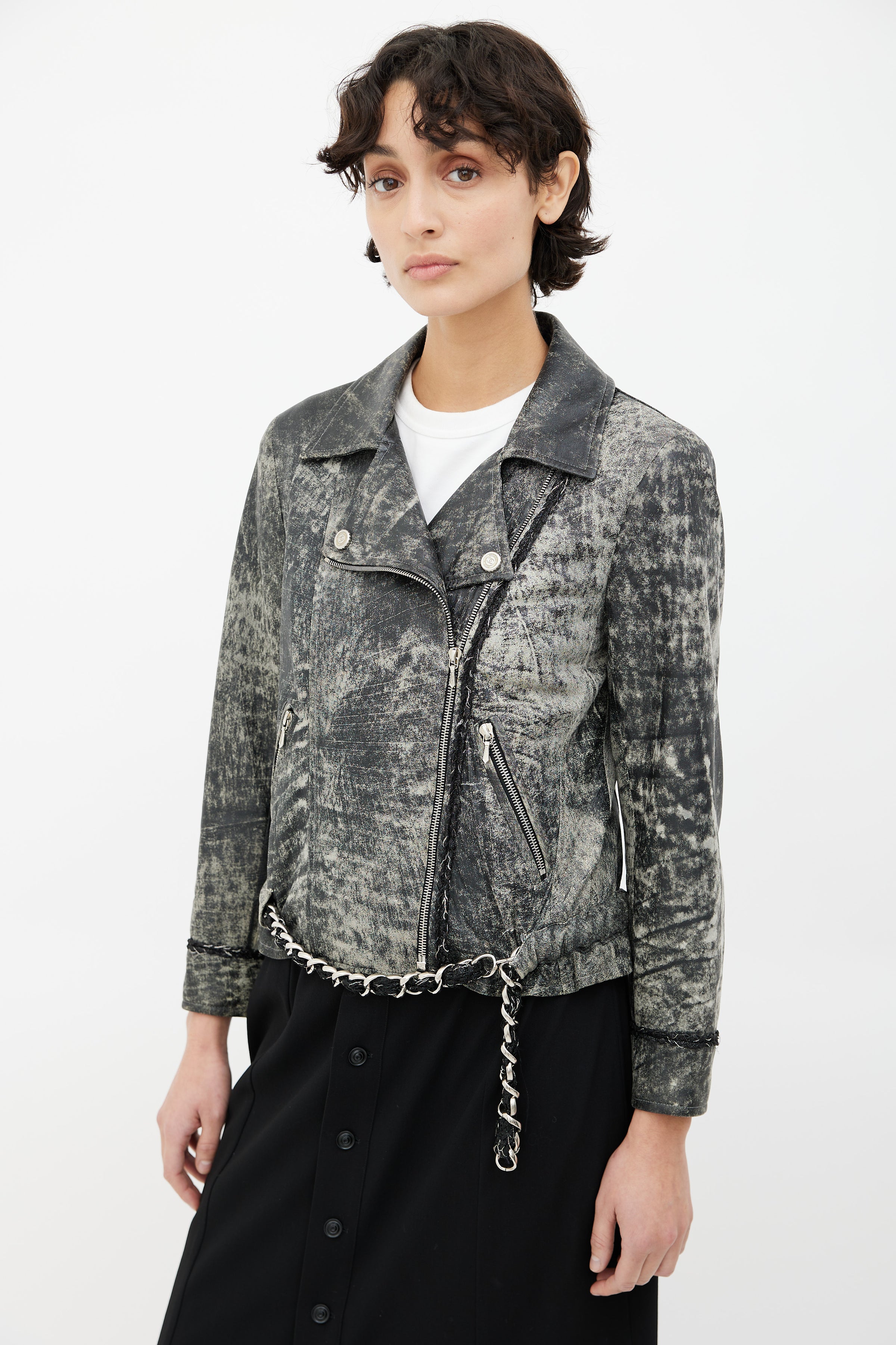 Chanel // Grey Distressed Leather Jacket – VSP Consignment