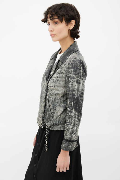 Chanel Grey Distressed Leather Jacket