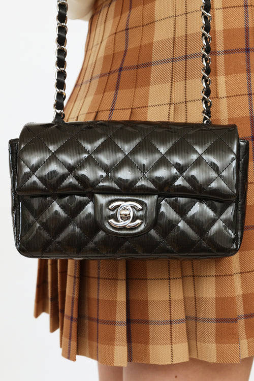 Chanel 2012 Grey Striated Patent Rectangle Bag