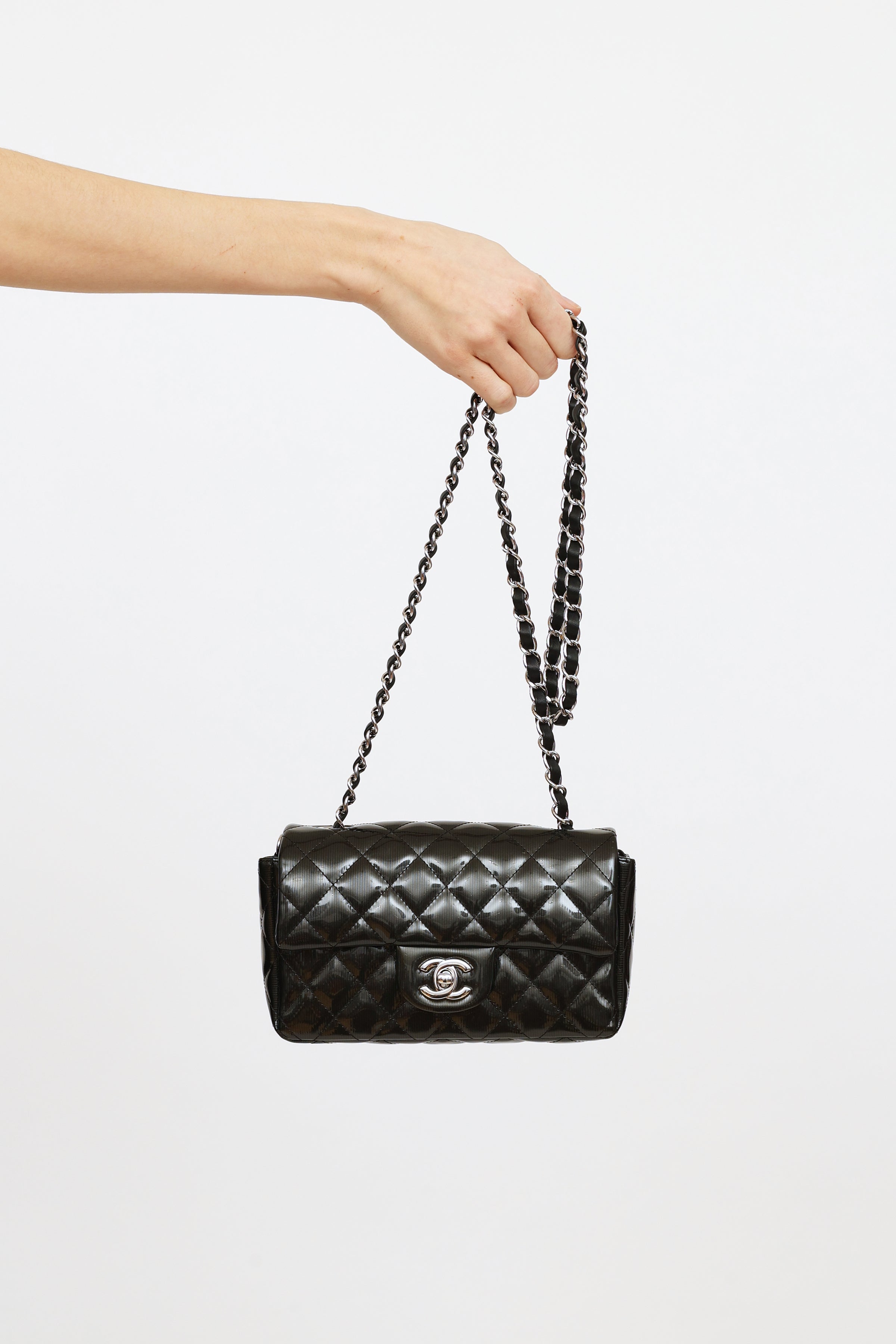 Chanel // 2012 Grey Striated Patent Rectangle Bag – VSP Consignment