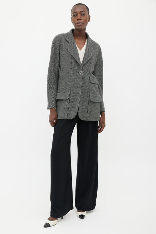 Chanel Black & Cream Wool Three Pocket Tweed Blazer