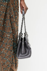 Chanel Grey Metallic Leather Caviar Shoulder Bag