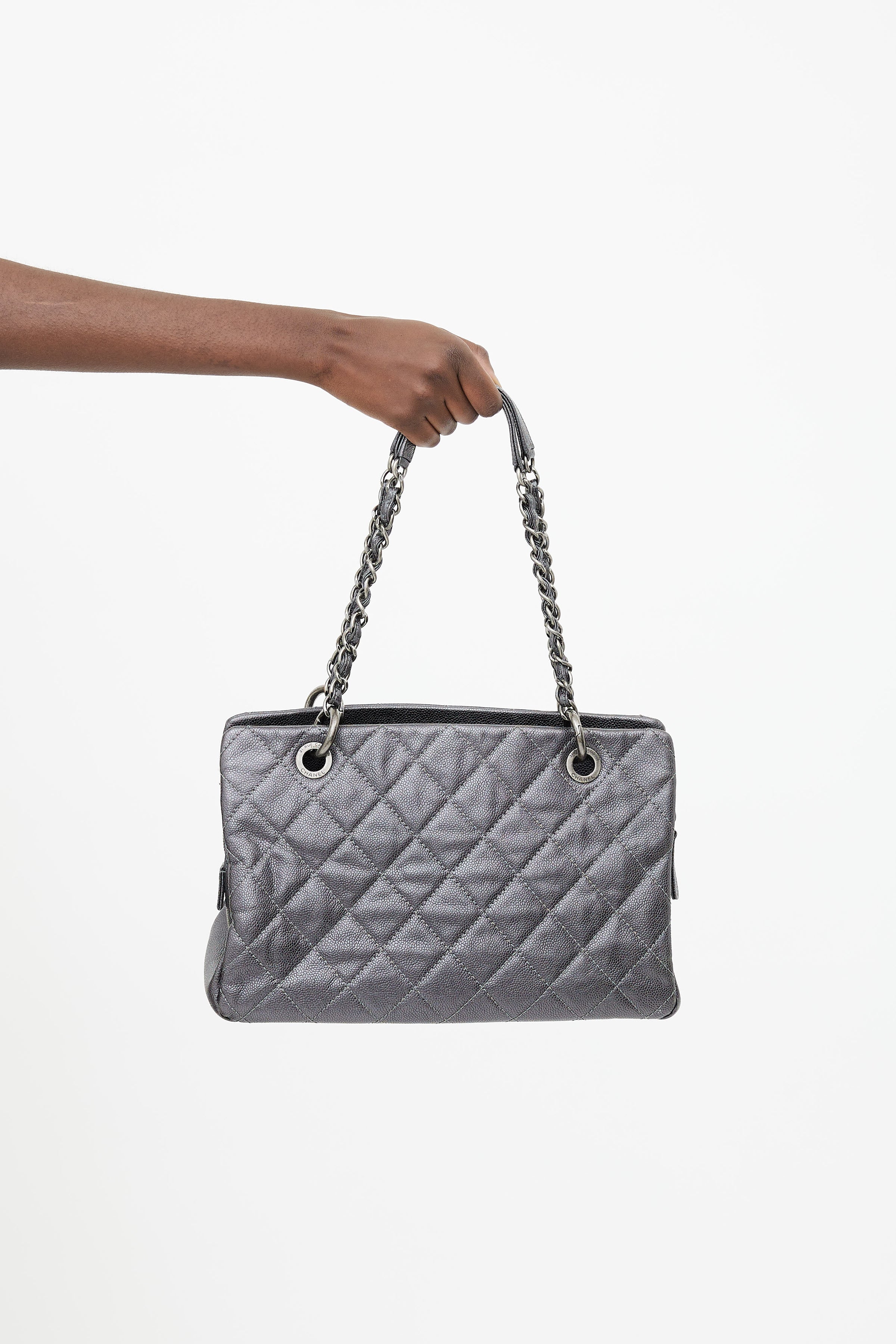 Leather clutch bag Chanel Grey in Leather - 39075015