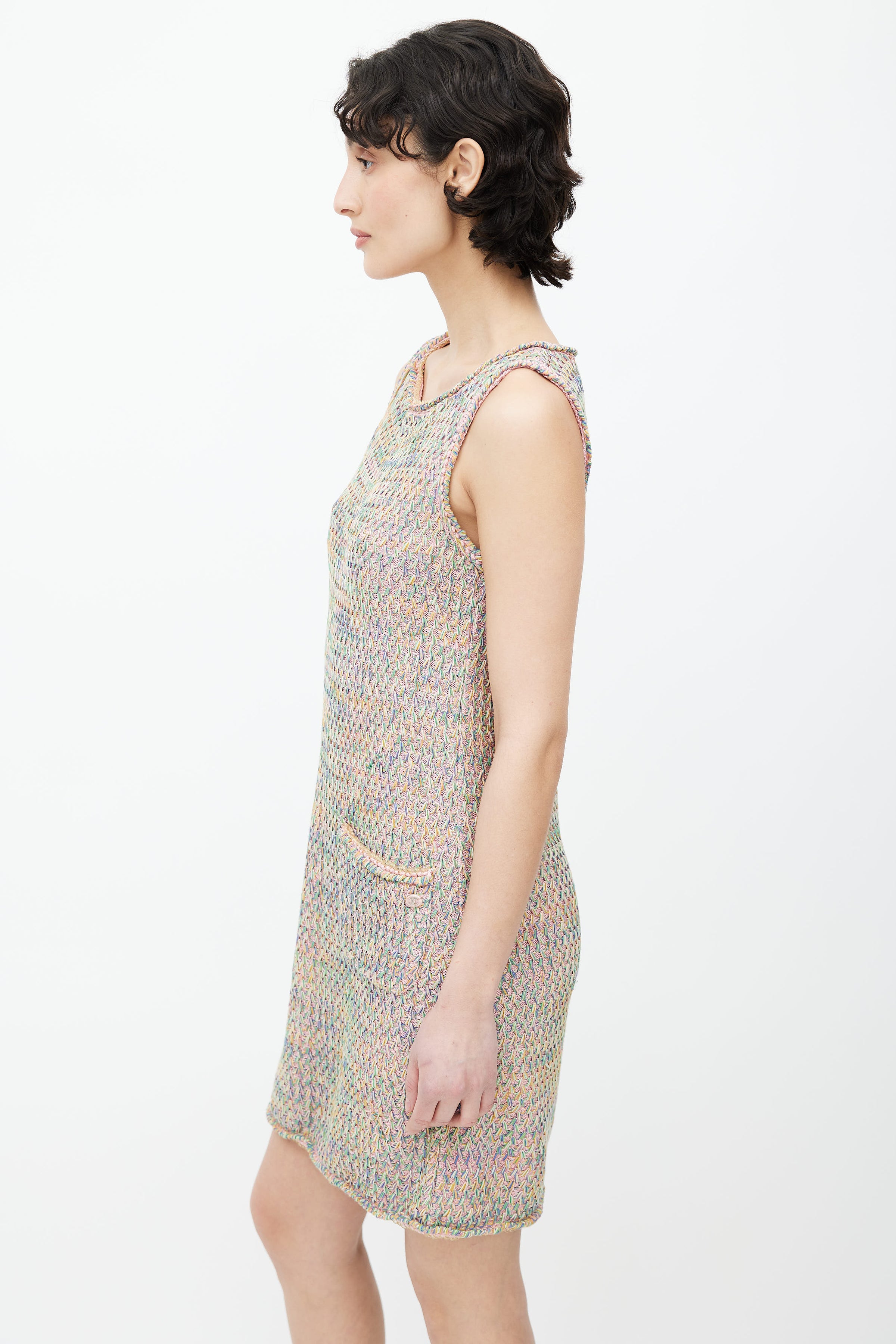 Chanel // Blue & Multicolour Metallic Striped Bodycon Dress – VSP